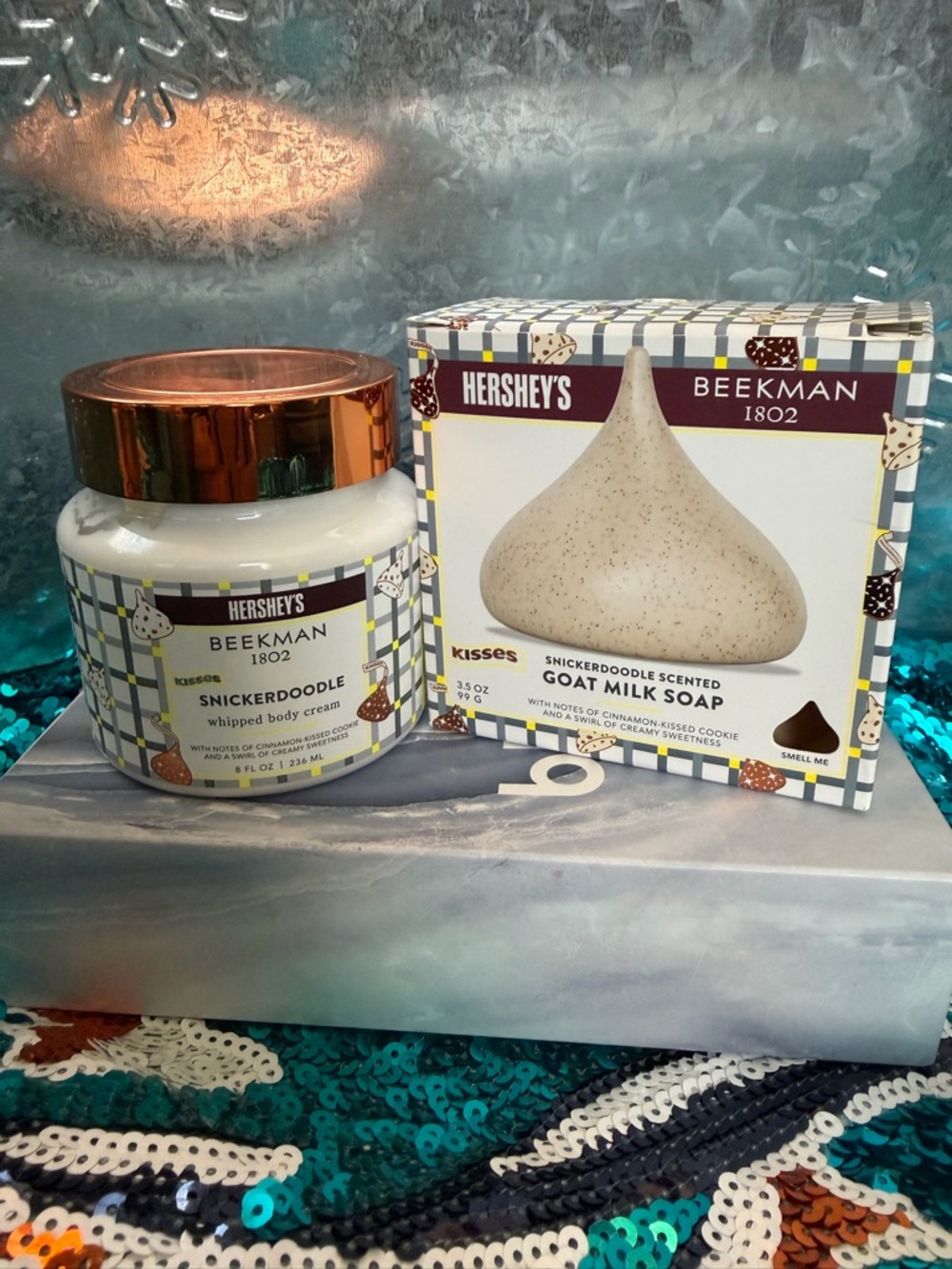 Beekman 1802 Snickerdoodle Whipped Body Cream and snickerdoodle Goat Milk soap.